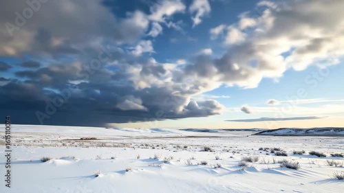 Wallpaper Mural Dynamic Time-Lapse of Storm Clouds Moving Over a Vast Snowy Winter Landscape Torontodigital.ca