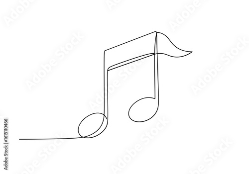 Vector art of a single line drawing of a musical eighth note