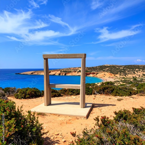 Wallpaper Mural Coastal vista framed by wooden structure Torontodigital.ca