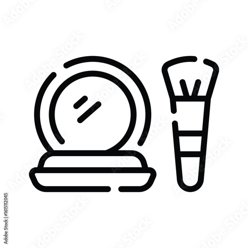 An outline icon showing blush on with brush