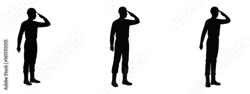 Salute Silhouette Series: A poignant series of three silhouettes. Each captures the essence of respect, honor, and solemnity. A tribute to duty and courage.