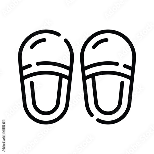 Trendy outline style icon of soft home slippers pair