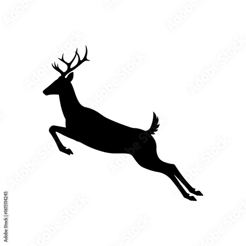 Jumping deer silhouette vector flat illustration design.