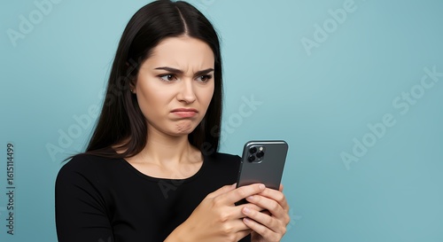 Disappointed Woman Using Smartphone Negative Feedback Frustration Online Experience