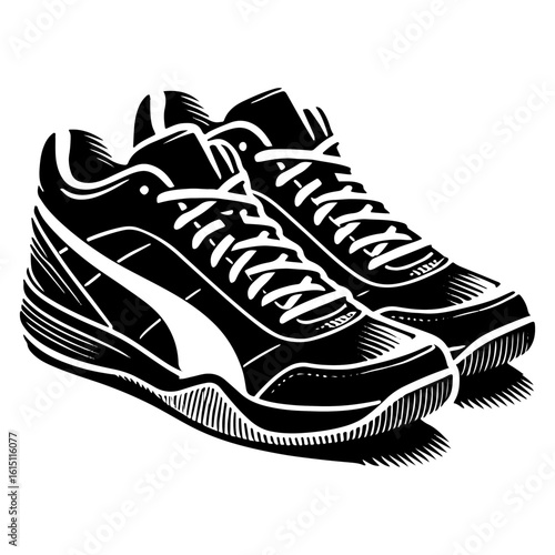 Pair Of Volleyball Court Shoes With Laces And Textured Soles