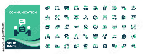 Communication colorful solid icon set. Pack of phone, mail, chat, address, contact, info, message and more. Modern flat solid style icons. Exchange icon set. Art and illustration.