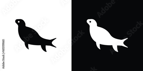 Sea lion icon, vector flat icon. Flat illustration.