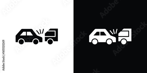 Rear end collision icon, vector flat icon. Flat illustration.