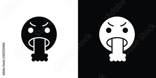 Puking emoji icon, vector flat icon. Flat illustration.