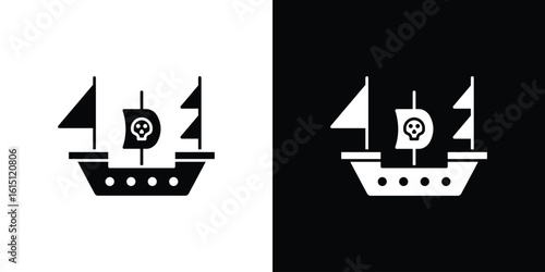 Pirate ship icon, vector flat icon. Flat illustration.