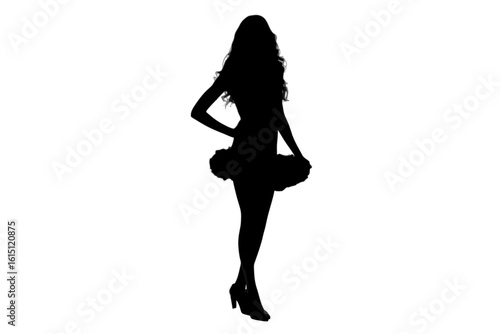 Elegant Woman Posing in Short Dress silhouette fashion