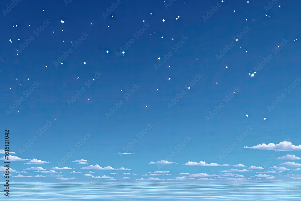 Fototapeta premium Night sky with scattered stars and clouds