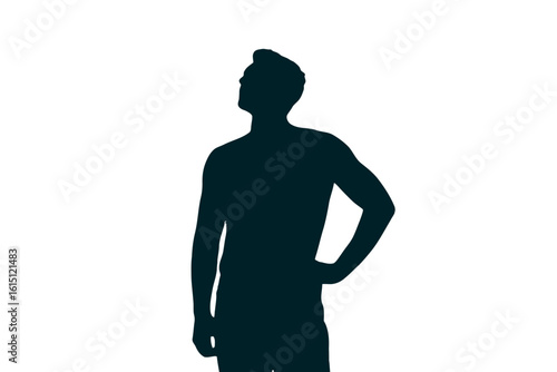 Man Looking Up With Hand on Hip silhouette confident