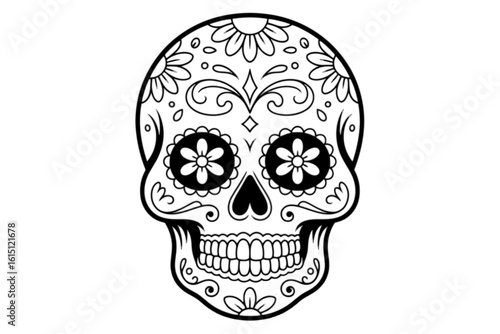 Ornate Sugar Skull Design day of the dead calavera
