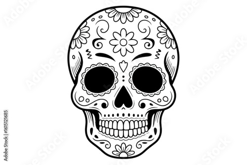 Ornate Sugar Skull Design day of the dead dia de los muertos