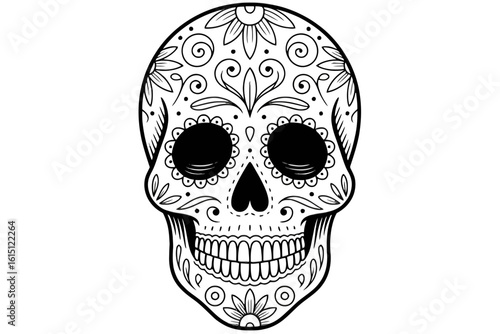 Sugar Skull Floral Design day of the dead ornamental
