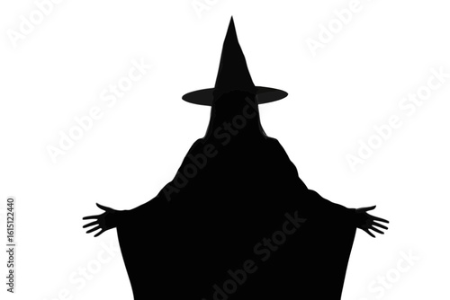 Witch with Pointed Hat and Open Arms silhouette dark