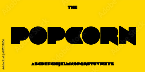 Bold modular alphabet, heavy rounded letters, geometric shape font for game logo, sport headline, cinema poster typographic design, modern abstract flat typography. Vector typeset