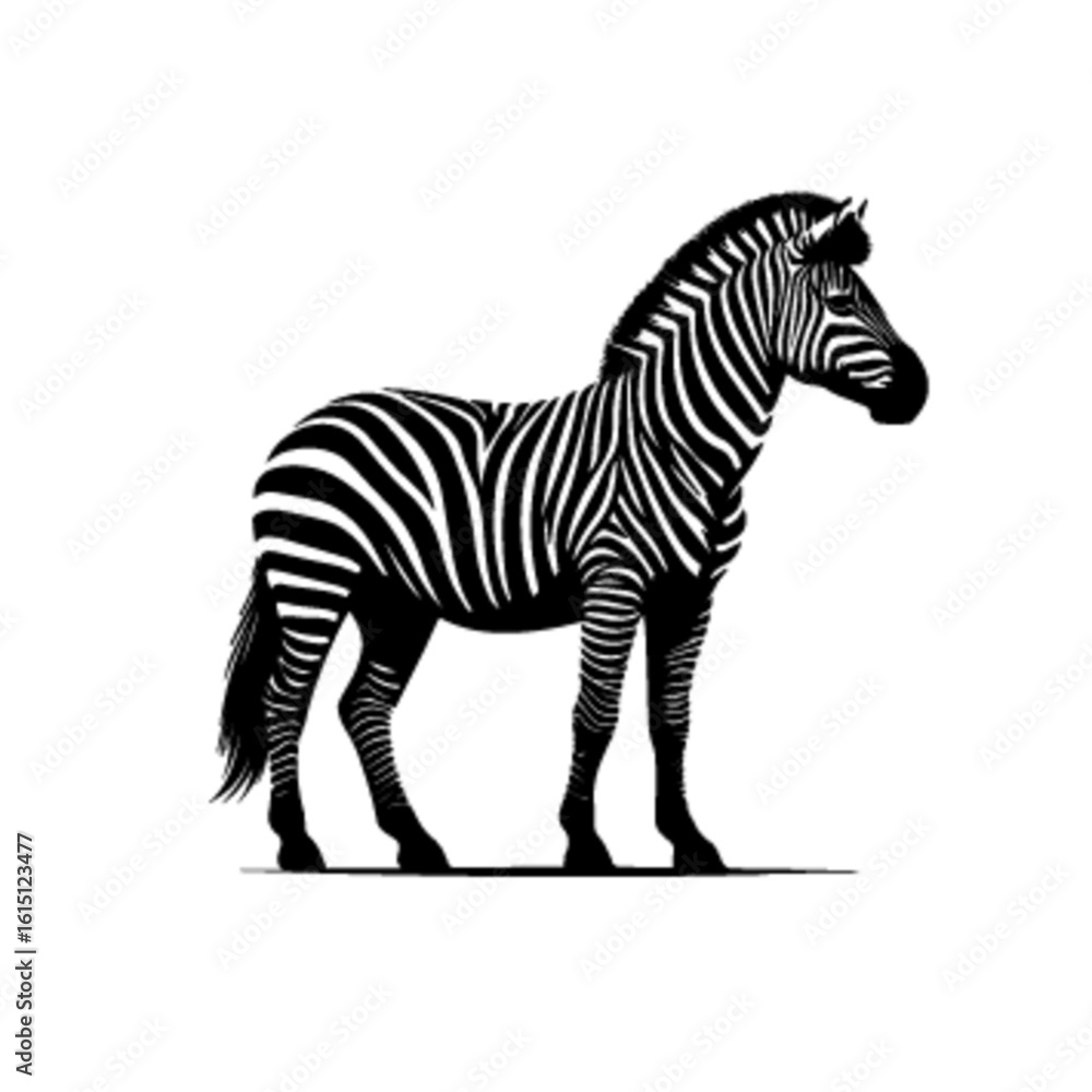 Obraz premium Zebra in Savannah Vector – Scenic Wildlife Landscape Illustration