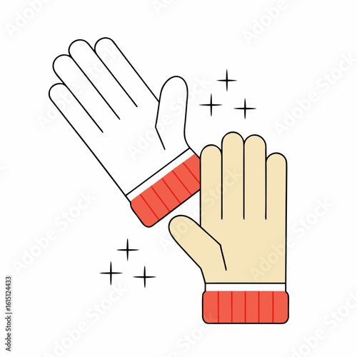 Winter Gloves with Ribbed Cuffs – Flat Autumn Vector Illustration