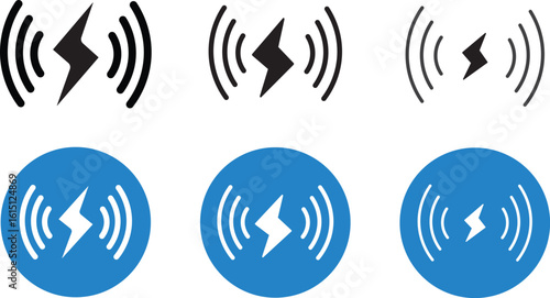 Wireless charging line  icons set, ,Wireless Charging connection,  network disconnection, wireless charging glyph icons vector design,