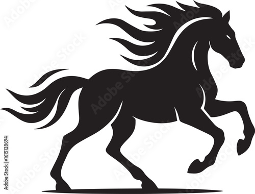 Majestic Black Stallion Silhouette A Symbol of Strength Power and Graceful Movement in its Rearing Stance