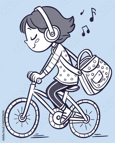 ragazza che ascolta musica mentre va in bicicletta 01
