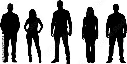Group of business people silhouette in black vector illustration