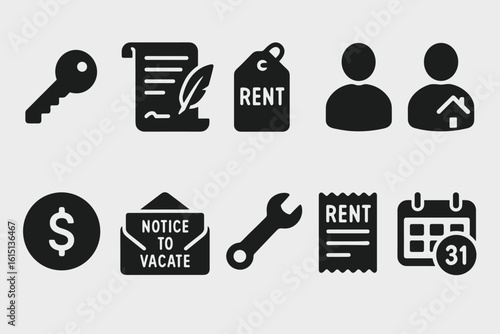 Real estate, rental outline icon set. lease, property management icons collection