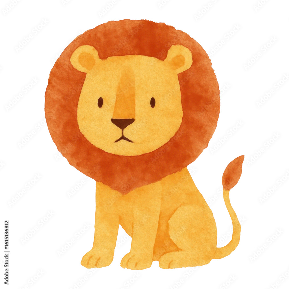 Obraz premium PNG Cute watercolor lion illustration.