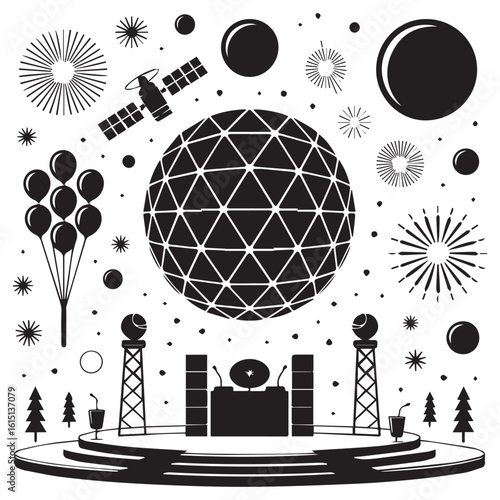 New year s eve celebration scene with iconic times square ball drop and fireworks display
