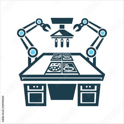 Futuristic Kitchen: Robotic Food Preparation Concept Lab Kitchen A futuristic cooking workstation