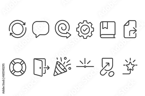 Office productivity line icon set. tools and software symbols for efficient work