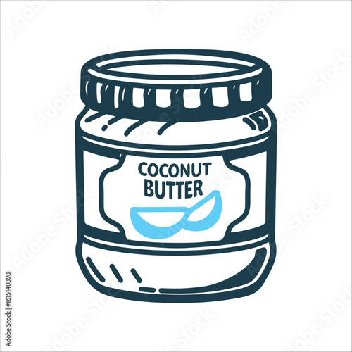 Jar of Coconut Butter Spread Illustration Coconut Butter A jar with smooth coconut spread