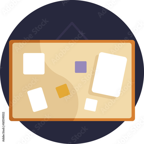 A corkboard used to pin notes, reminders, and important tasks for easy organization.