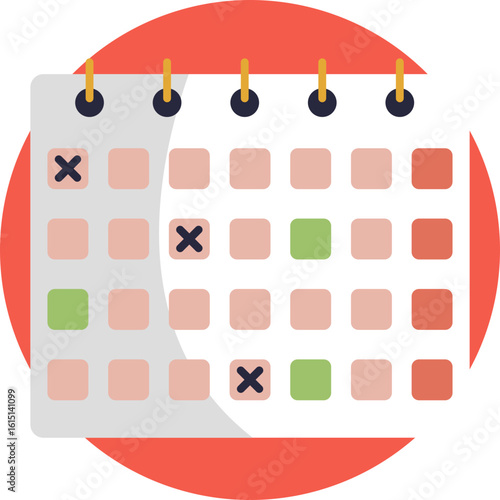 Represents scheduled events, deadlines, or important dates in a task or notes application.
