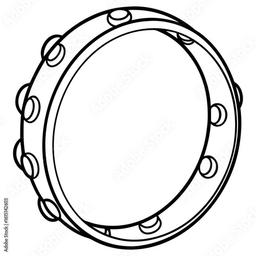 Side view outline of a tambourine musical instrument