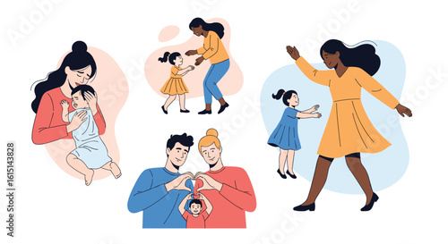 Celebrating diverse families and childhood joy with engaging illustrations capturing precious moments