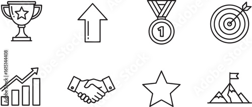 Success & Achievement Line Icons Set