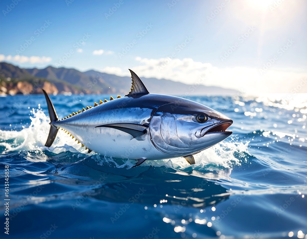 Fototapeta premium Tuna leaping out of the ocean