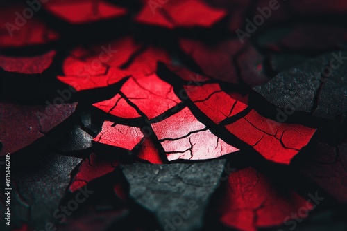 Close-up of cracked, red and dark surface
