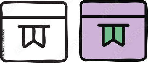 Bookmark Icon Set for Digital Content and Web.