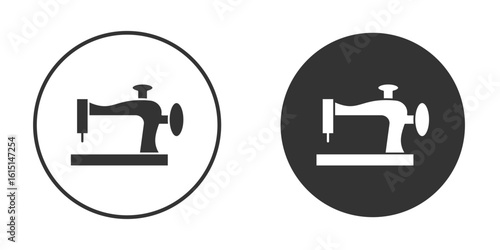 Old sewing machine icon, symbol, Vector pictogram. Simple element illustration.