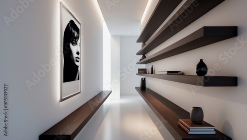 Modern Minimalist Interior Design Hallway with Elegant Decor and Art