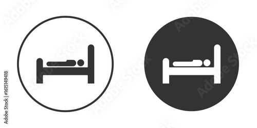 Laying in bed icon, symbol, Vector pictogram. Simple element illustration.