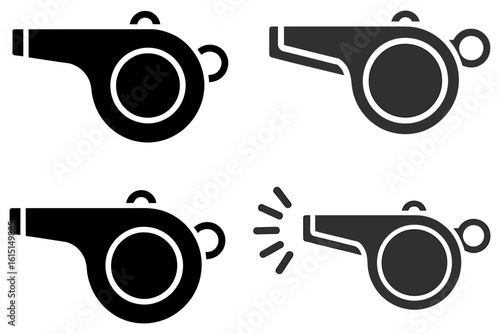 Black and White Whistle Vector Art Illustration Depicting Sound Signifying Authority and Attention