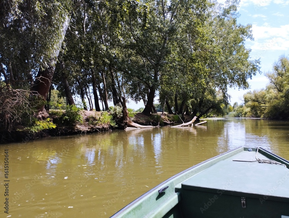 Fototapeta premium Motorboat tours on the Tisza River