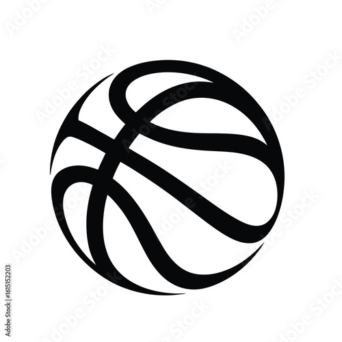 Basketball Vector, basketball Logo, Abstract graphic representation of a basketball with bold black lines