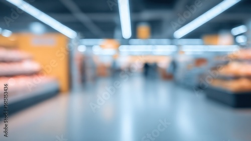 Wallpaper Mural Defocused supermarket aisle with shelves and shopping carts Torontodigital.ca