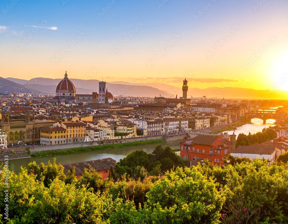 Fototapeta premium Panoramic sunset view of Florence